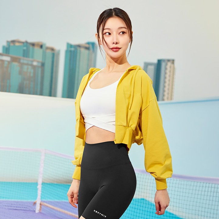 Smooth Touch Crop Hoodie Zip-up 1+1