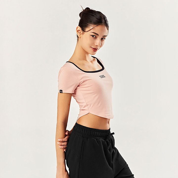 Kelly Square Neck Crop Short Sleeve_Lady Pink