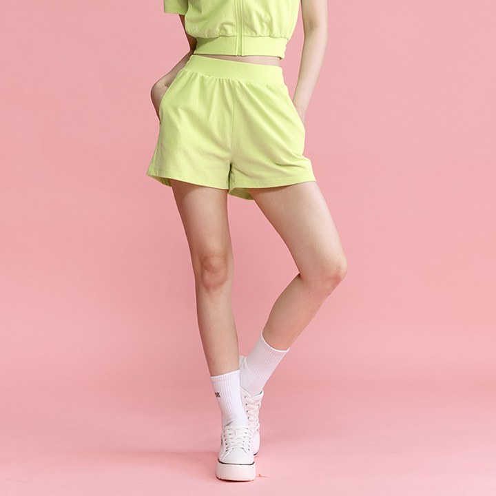 Waffle Textured Shorts_Lime Sherbet